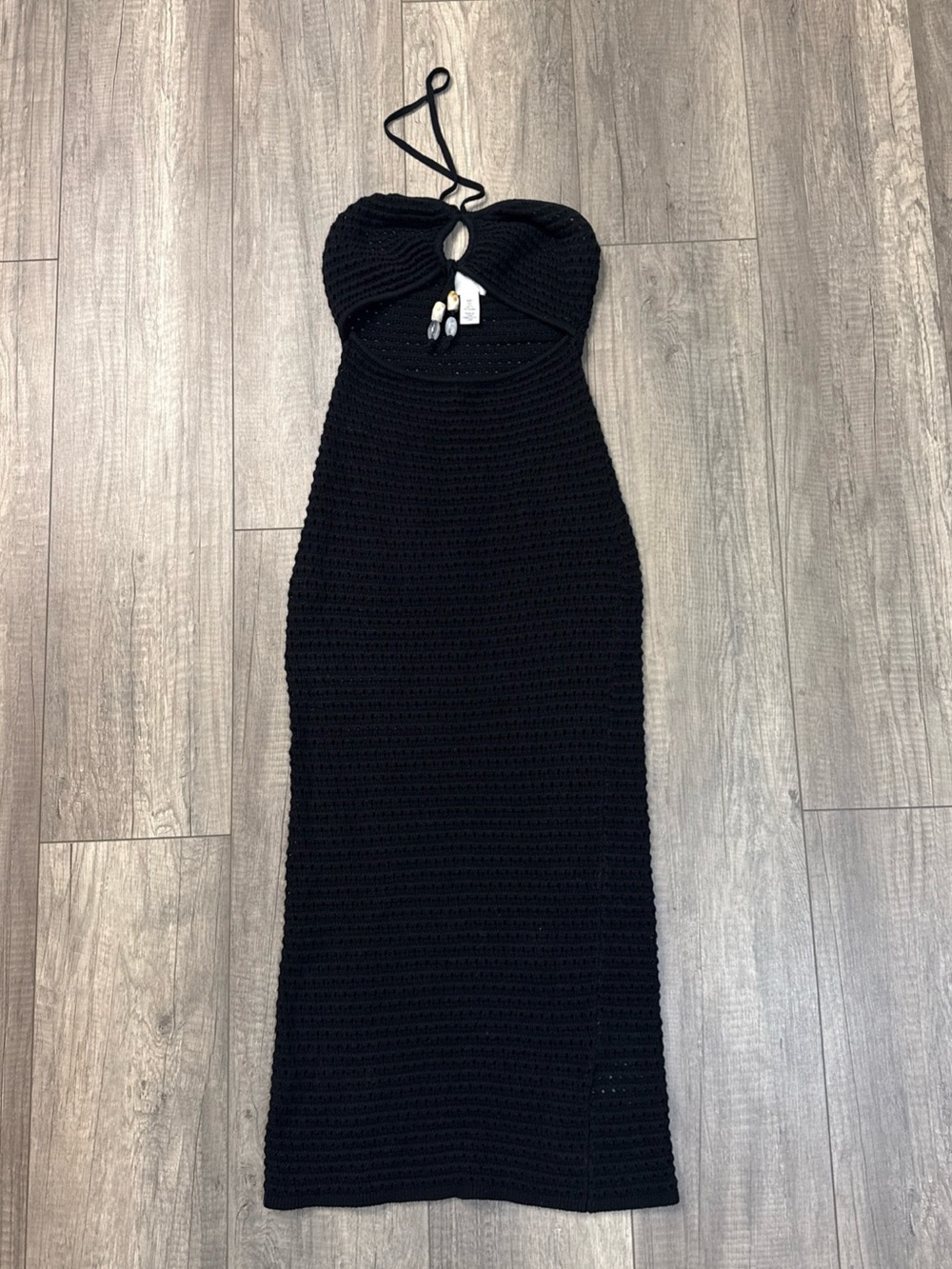 H&M Black Crochet Halter Coverup